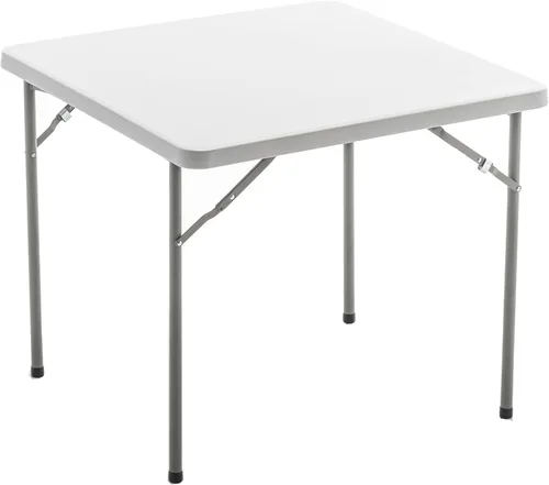 Miniatura 5 de BTEXPERT Juego de 5 piezas de mesas de cartas plegables y sillas portátiles, mesa de 34" cuadrada de plástico blanco granito, 4 sillas rojas