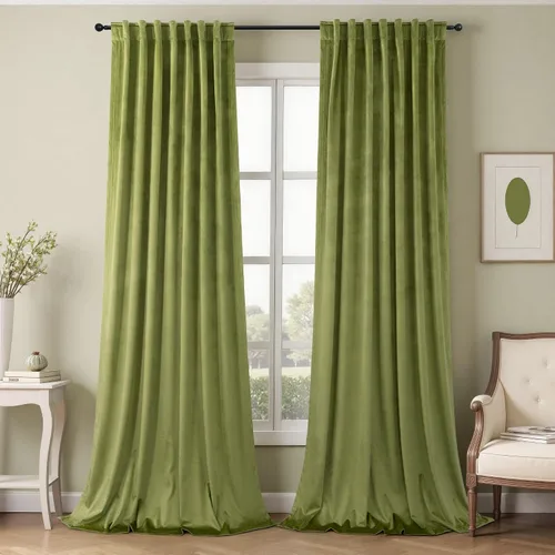 Miniatura 19 de Cortinas de terciopelo opacas para oscurecer la habitación de 63 pulgadas de largo para sala de estar, comedor, 2 paneles, privacidad pesada