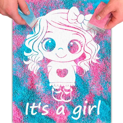 Miniatura 14 de FETTIPOP Lienzo de arte mágico, exponiendo arte de arena (revelación de género - It's a Girl - Glitter) - Anuncio sorpresa de embarazo de baby