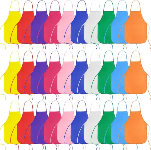 Miniatura 10 de KUUQA 16/24/30/36/40Pcs Delantal para pintar para niños, delantal de pintura para niños, delantal de arte para niños para suministros de pintura