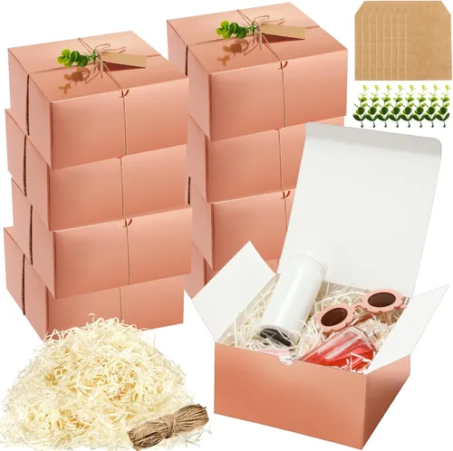 Miniatura 14 de Crtiin Juego de 8 Cajas de Regalo de 8 x 8 x 4 Pulgadas de Papel Blanco para Propuesta de Dama de Honor con Tapas para Regalos Boda Despedida