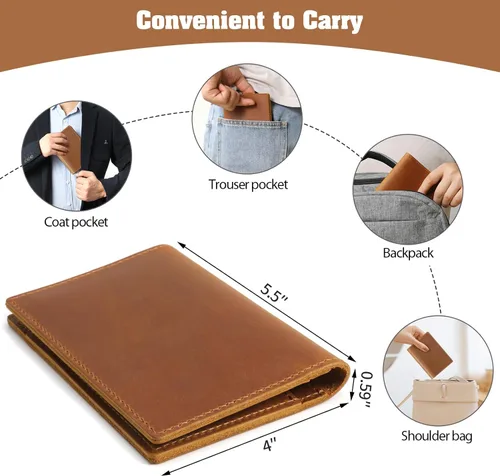 Miniatura 6 de Jack&Chris Funda de cuero para pasaporte, funda de viaje para hombres y mujeres, Marrón