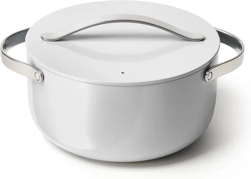 Caraway Olla de cerámica antiadherente para horno holandés con tapa (6.5 cuartos de galón, 10.5 pulgadas), no tóxica, sin PTFE ni PFOA, apta para