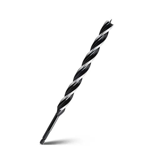 Miniatura 11 de Broca de taladro de barrena de 1-1/2" x 6" para madera, vástago hexagonal de tres estrías, broca de barrena larga para madera blanda y dura, tocón