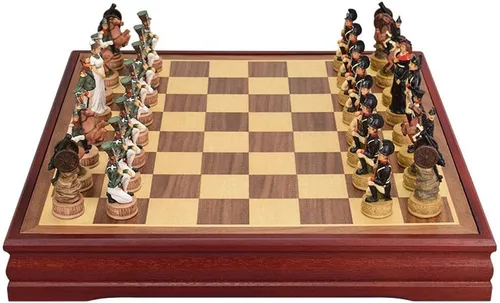 Miniatura 10 de Juego de ajedrez para adultos y niños, juego de ajedrez de madera y personajes, tablero de ajedrez plegable portátil, juego para adultos y niños
