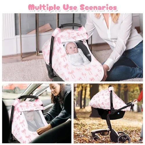 Miniatura 5 de Funda para asiento de coche para bebé, funda para asiento de coche resistente al viento para bebés niñas, toldo cálido para asiento de coche