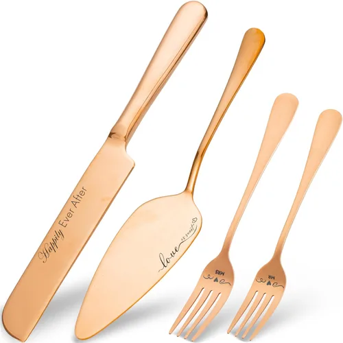 Juego de cuchillo y servidor para pastel de boda, juego de corte de pasteles para boda, tenedores de pastel y cortador de pasteles para cumpleaños,