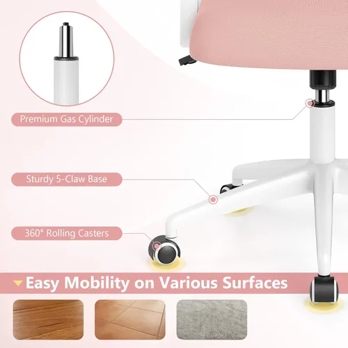 Miniatura 8 de Giantex Silla de oficina de malla, silla de escritorio ergonómica con brazos abatibles y soporte lumbar, escritorio giratorio de altura ajustable