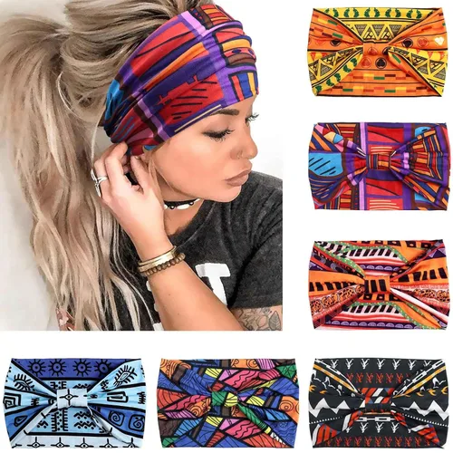 Miniatura 10 de Awumbuk Diademas anchas para mujeres anudadas antideslizantes bandas para la cabeza suaves diadema turbante accesorios para el cabello boho africano
