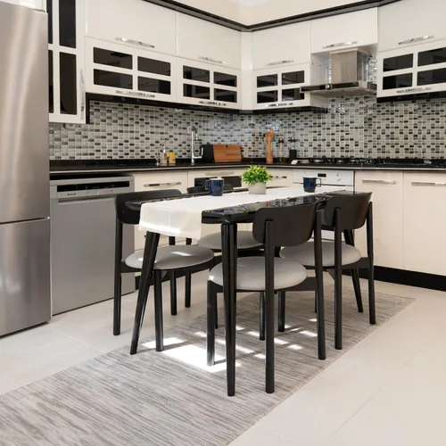 Miniatura 9 de Juego de 6 sillas de comedor de madera tapizadas modernas de mediados de siglo para muebles de habitación con diseño ergonómico duradero prémium