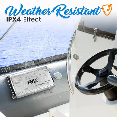 Miniatura 7 de Pyle Sistema de amplificador de audio resistente a la intemperie de 4 canales: puente máximo de 1200 W, estéreo de 800 W máximo diseñado para ATV