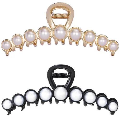 Miniatura 17 de Pinzas para el cabello con diamantes de imitación, 4.4 pulgadas, clip de mandíbula de imitación de metal vintage para mujer, pinza antideslizante