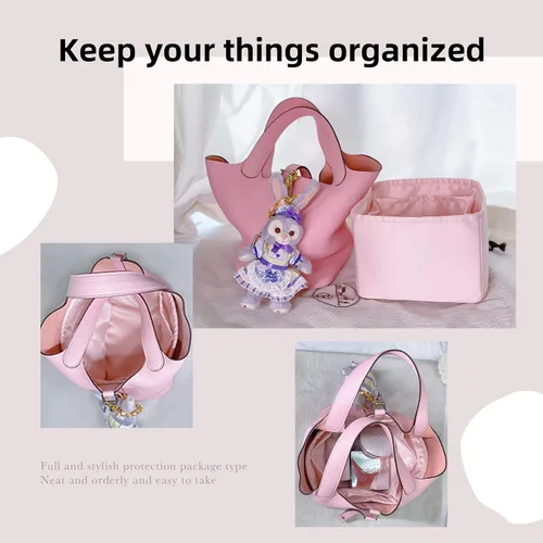 Miniatura 8 de DGAZ Organizador de bolso, sedoso y suave, seda, bolso de mano de lujo en moldeadores de bolsa, para mujer, se adapta a picotin1822 bolsas