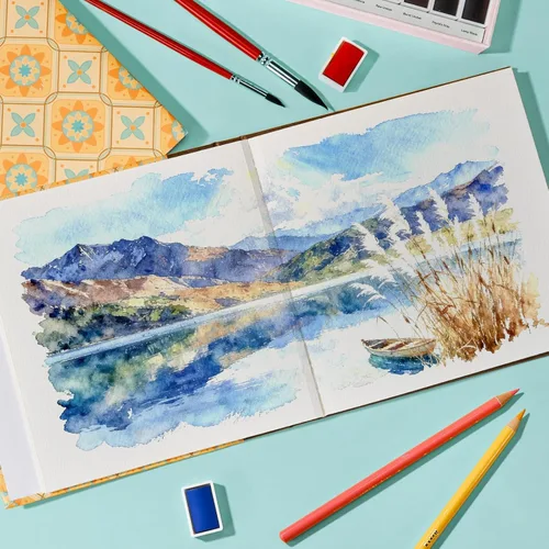 Miniatura 9 de Arrtx Cuaderno de bocetos cuadrado de papel de acuarela, 7.09 x 7.09 pulgadas, 140 libras, 300 GSM, papel 100% algodón, prensa en frío, 24 hojas
