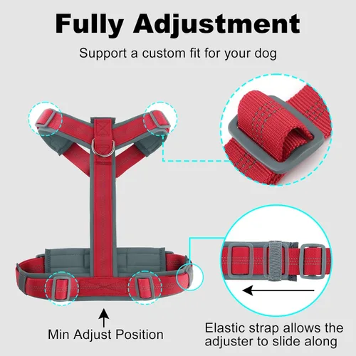 Miniatura 54 de Arnés para perro Plutus Pet sin tirón, arnés ajustable de nylon con acolchado suave, arnés para perro reflectante y resistente para perros pequeños