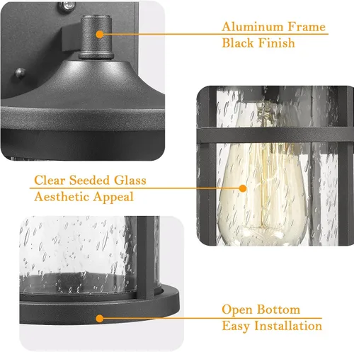 Miniatura 3 de Iluminación de pared al aire libre del anochecer al amanecer, linterna de pared al aire libre con sensor, luz de pared exterior antioxidante
