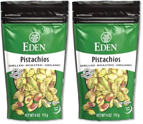 Miniatura 8 de Eden Pistachos orgánicos, sin cáscara, tostados y rociados con sal marina, cultivados en California, 4 onzas