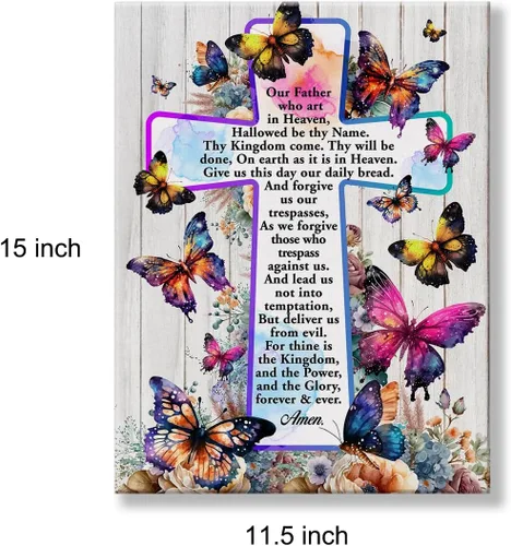 Miniatura 2 de Póster cristiano motivacional inspirador, arte de pared para decoración del hogar, positivo del Señor, mariposas florales, cruz, lienzo impreso