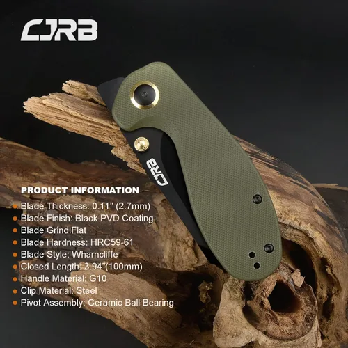Miniatura 3 de CJRB Navaja de bolsillo plegable Maileah Cuchillo táctico con AR-RPM9 de acero en polvo Balde y G10 pequeño cuchillo táctico de bolsillo EDC