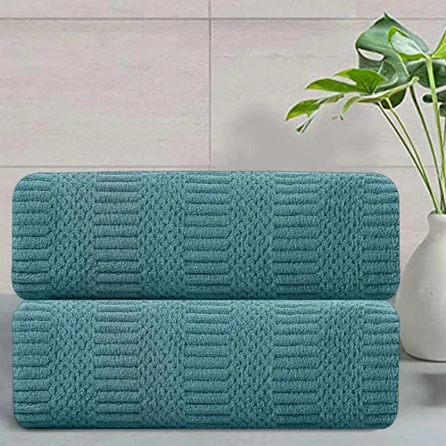 Miniatura 11 de Juego de 8 toallas de baño extra grandes azules - 2 toallas de baño extra grandes, 2 toallas de mano, 4 toallas faciales - 600GSM suaves, altamente