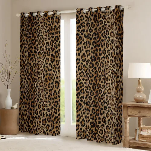Miniatura 2 de Feelyou Cortinas opacas con estampado de leopardo de 30% a 50%, cortinas de oscurecimiento con estampado de guepardo para dormitorio, para niños