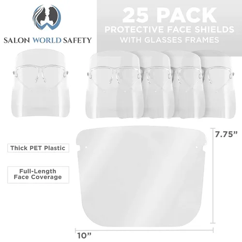 Miniatura 2 de TCP Global Salon World - Protectores faciales completos con marcos de gafas (paquete de 10), ultra transparentes para proteger los ojos, la nariz