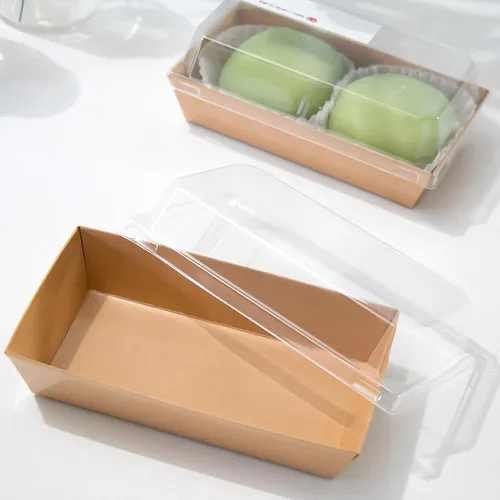 Miniatura 4 de Ocmoiy Cajas de embutidos de papel con tapas transparentes, paquete de 50 envases desechables para sándwiches, pequeñas cajas de panadería kraft