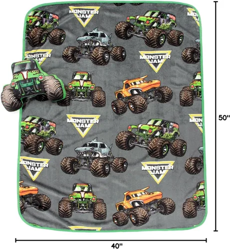 Miniatura 8 de Jay Franco Juego de ropa de cama Monster Jam Grave Digger Nogginz - Manta ligera de viaje de 40 x 50 pulgadas y funda de almohada - Juego de ropa