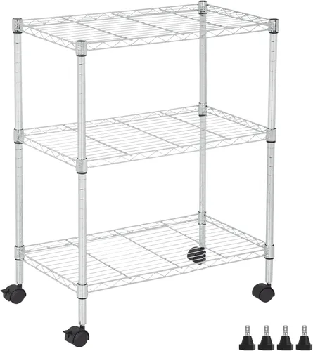 Miniatura 12 de Estantería de alambre de 32 pulgadas de alto x 23 pulgadas de ancho x 13 pulgadas de profundidad, estante de almacenamiento con ruedas, estante