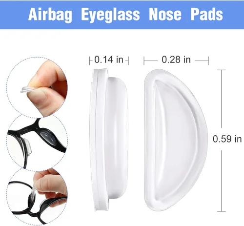 Miniatura 6 de Frienda 12 pares de almohadillas adhesivas de silicona para la nariz, almohadillas antideslizantes para puente de nariz, 0.138 in/0.4 pulgadas