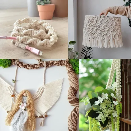 Miniatura 8 de jijAcraft Cuerda de algodón de 1/4 pulgadas, cuerda de macramé blanca de 0.236 in x 65 pies, cuerdas de tendedero de 4 capas para manualidades
