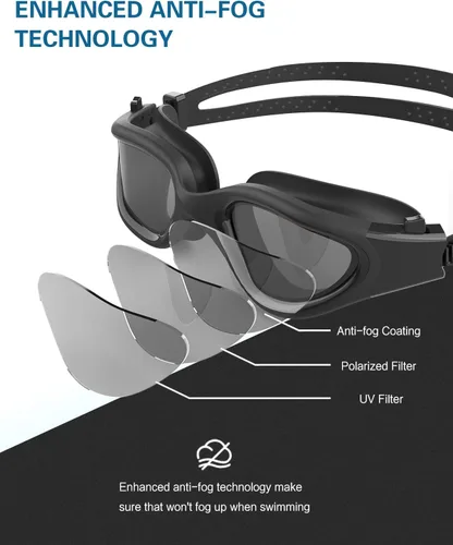 Miniatura 4 de Gafas de natación polarizadas, gafas de natación para hombres, mujeres y adultos, protección antivaho y UV Polarizado + rojo espejo
