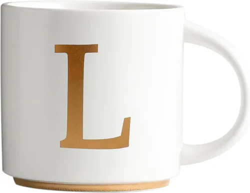 Miniatura 15 de COLLECTIVE HOME - Tazas de cerámica con monograma, tazas de café con inicial dorada de 15 onzas, elegantes tazas de té del alfabeto, elegante taza p