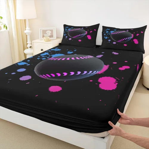 Miniatura 35 de Erosebridal Graffiti Rugby Ball Sheets for Boys Girls Colorful Rugby Helmet Fitted Sheet,Sports Kids Bedding Sets Football Game Bed Sets Twin 2 Piece