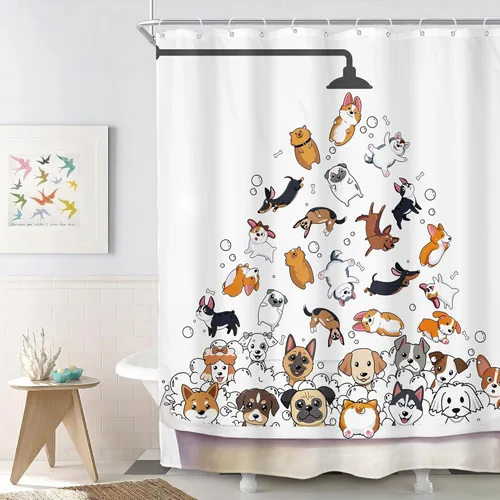 Miniatura 21 de SVBright - Cortina de regadera con diseño de gato para niños, 60 pulgadas de ancho x 72 pulgadas de largo, diseño de animales de dibujos animados