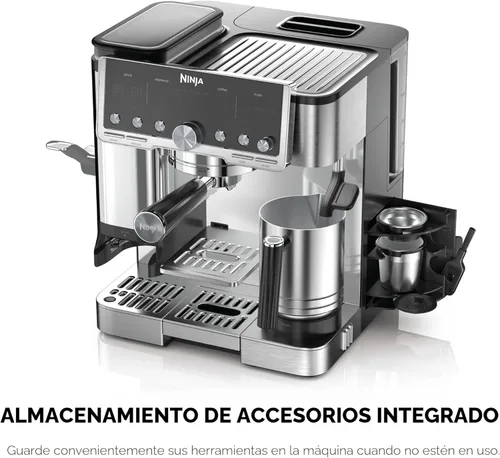 Miniatura 12 de Ninja Luxe Café Pro Series, máquina de café expreso, café por goteo, infusión fría, agua caliente, prensador integrado, molinillo integrado, Acero