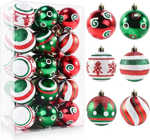 Miniatura 12 de 16 piezas de esferas decorativas de Navidad - Decoraciones para árbol de Navidad de 2.36 pulgadas en negro y dorado, bolas colgantes inastillables