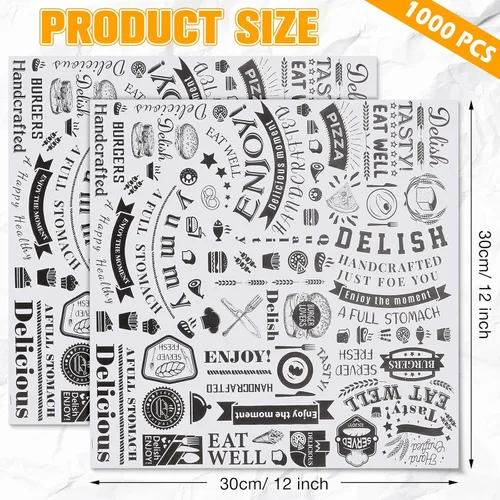 Miniatura 2 de 1000 piezas de hojas de papel encerado para delicatessen de 12 x 12 pulgadas, resistentes a la grasa, forros para bandejas canasta, papel de Blanco