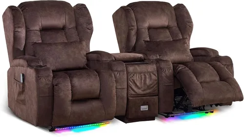 Miniatura 20 de DRMBOOK Silla Reclinable Eléctrica, Sofá Reclinable Eléctrico Wall Hugger con Masaje y Calor, Asiento de Teatro Sobrerelleno con Puerto