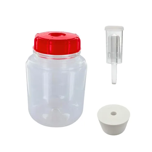 FastRack Fermonster de boca ancha de PET de 1 galón con tapa hermética, tapón perforado #10 y 3 piezas Airlock | Sin BPA, grado alimenticio |