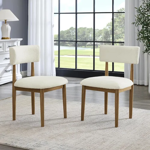 Miniatura 10 de Roundhill Furniture Ellis Boucle - Juego de 2 sillas de comedor tapizadas, color blanco y negro mate