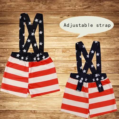Miniatura 5 de Traje del Día de la Independencia para bebé niño recién nacido 4 de julio, traje para niño con mi primer día de la independencia, traje + sombrero 3