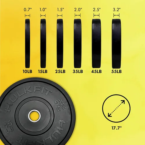Miniatura 4 de HulkFit Placa de peso de goma de 2 pulgadas de estilo olímpico de la serie Sport para pesas y placa solo para levantamiento de pesas y entrenamiento