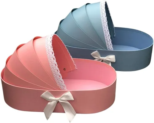 Miniatura 5 de UNIKPACKAGING Caja de regalo de estilo europeo de alta calidad, es una cesta floral para niño/niña para arreglos florales de estilo lujoso, (azul)
