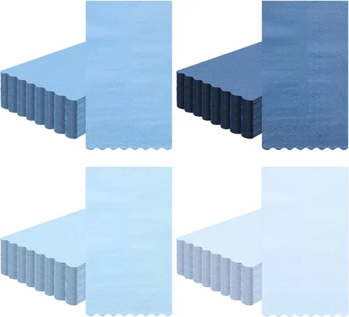 Miniatura 9 de Zhanmai 100 paquetes de servilletas de cóctel 5 x 5 pulgadas, servilletas con bordes festoneados, papel de color degradado para bebidas con bordes