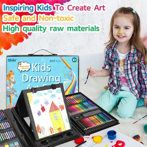 Miniatura 8 de Suministros de Arte, Set de Arte de 297 Piezas Kit de Dibujo para Niñas Niños Artistas, Caja de Regalo de Arte de Lujo con Caballete Plegable