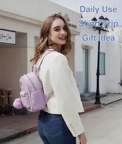 Miniatura 17 de Mini mochila de moda para niñas, bolso pequeño lindo de cuero a cuadros para mujer, mochilas pequeñas, Negro -, Mini mochila de moda para niñas