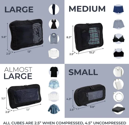 Miniatura 2 de Aerotrunk Cubos de embalaje de compresión para maletas, organizadores de equipaje de compresión con doble cremallera, cubos de equipaje de viaje