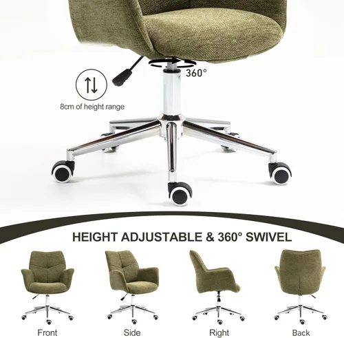Miniatura 4 de Silla de escritorio para oficina en casa, silla ergonómica giratoria para computadora con ruedas giratorias, altura ajustable, sillón tapizado