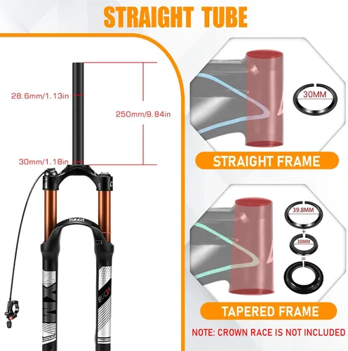 Miniatura 3 de BUCKLOS Horquilla MTB de Suspensión de Aire de 120mm para Viaje, 26/27.5/29, Ajuste de Rebote 1 1/8 Tubo Recto/Conico QR 9mm, Bloqueo Manual/Remoto